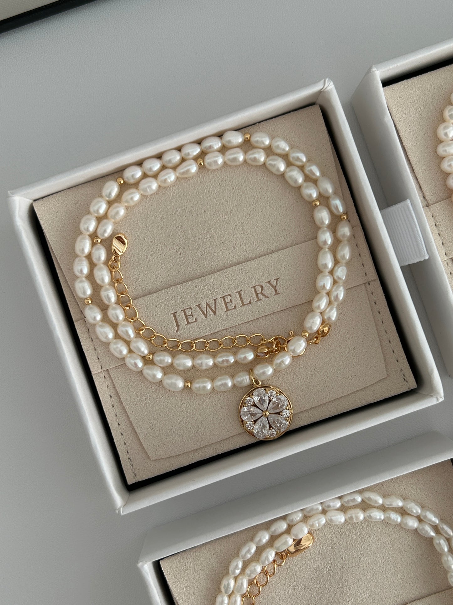 Diamond Petal Pearl Necklace