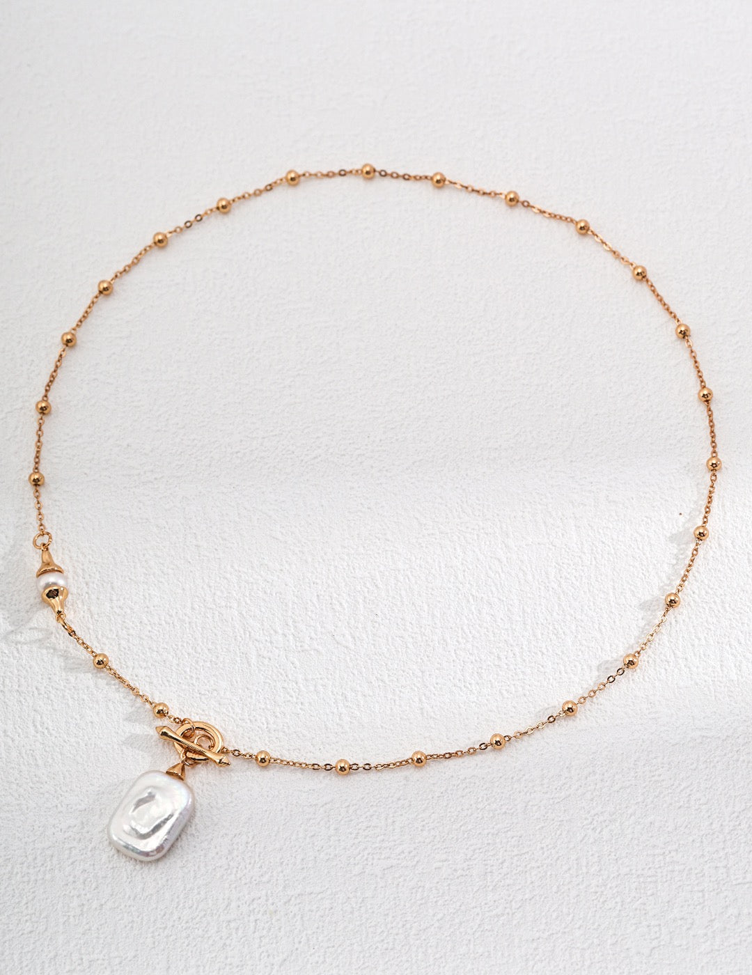 Pearl Necklace with Square Baroque Pearl Pendant