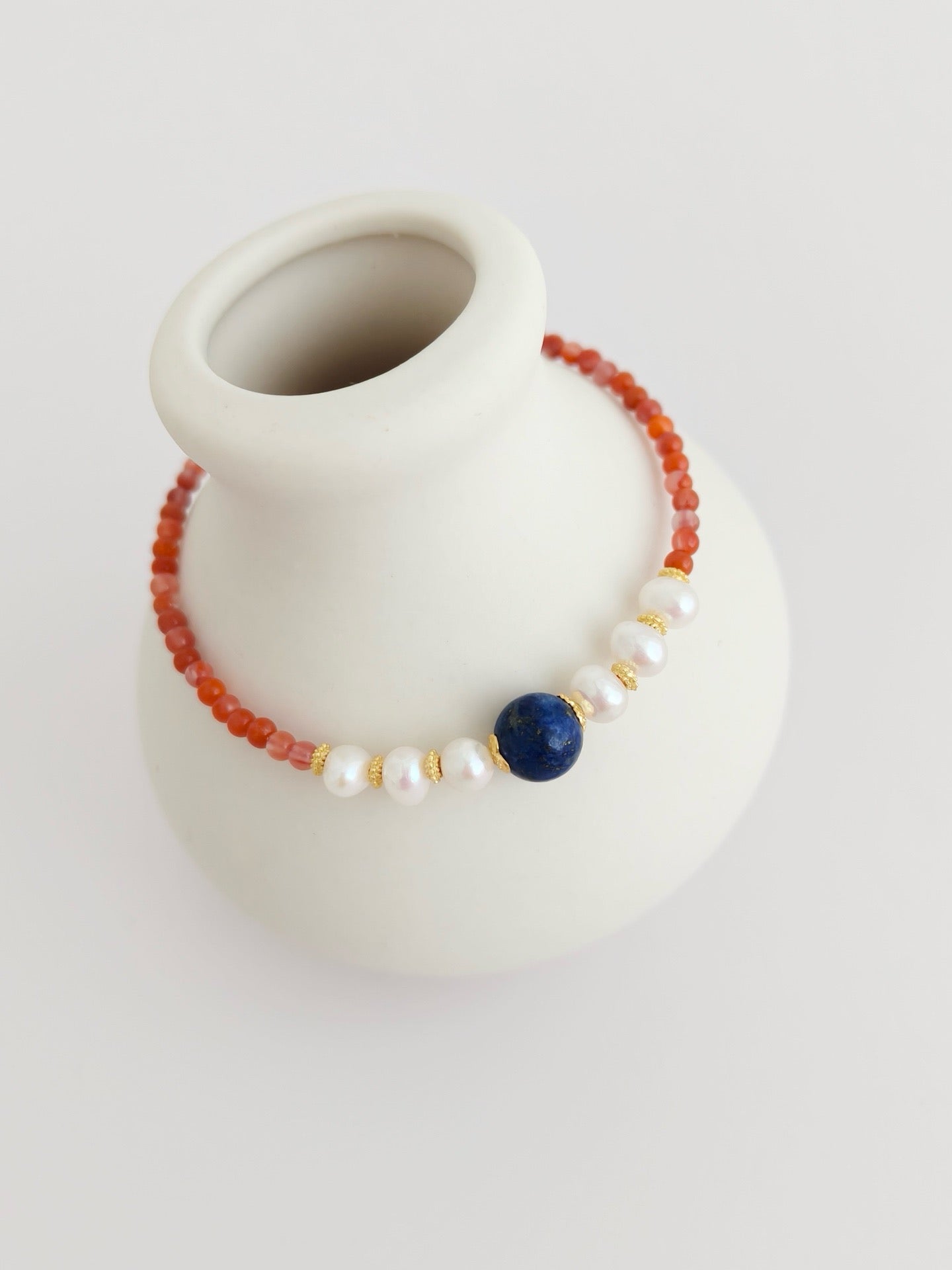Fiery Elegance Carnelian & Pearl Jewelry Set