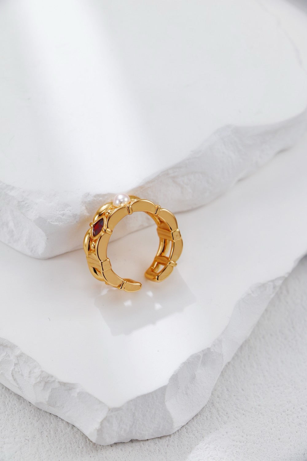 Royal Garnet and Pearl Gold Vermeil Ring