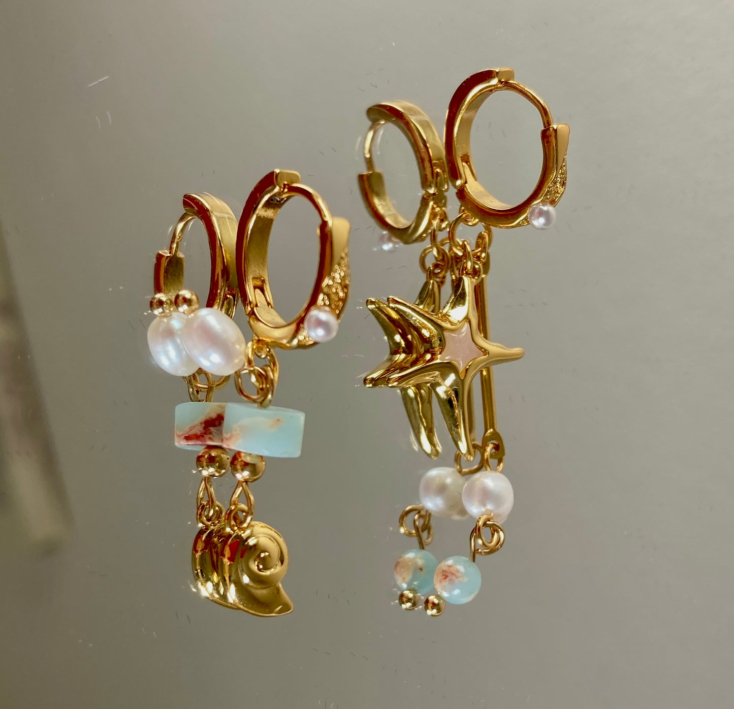 Ocean breeze asymmetrical earrings