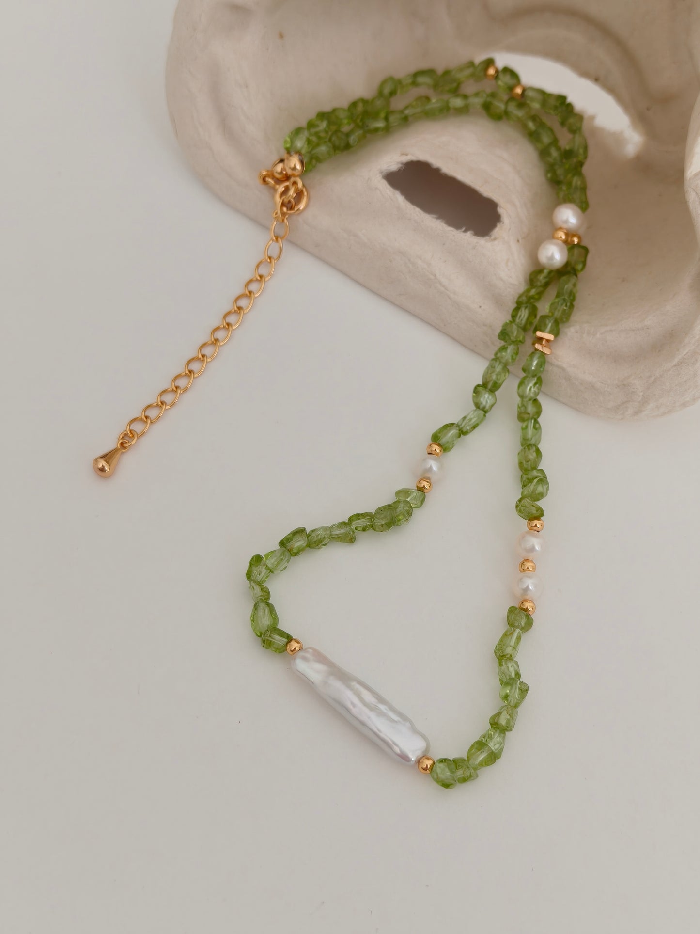 Peridot & Pearl Harmony Set – S925 Sterling Silver Necklace and Bracelet