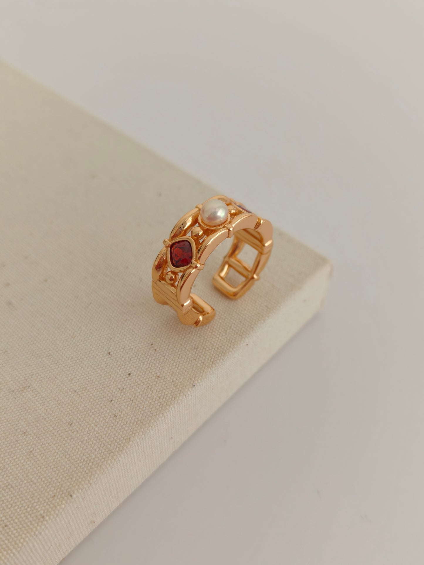 Royal Garnet and Pearl Gold Vermeil Ring