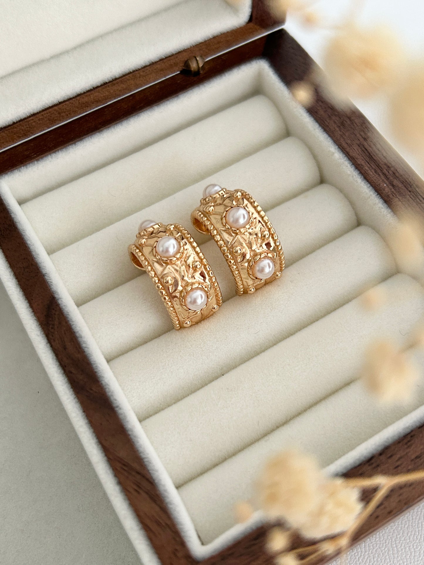 Sterling Silver Little Pearl Huggie Earrings