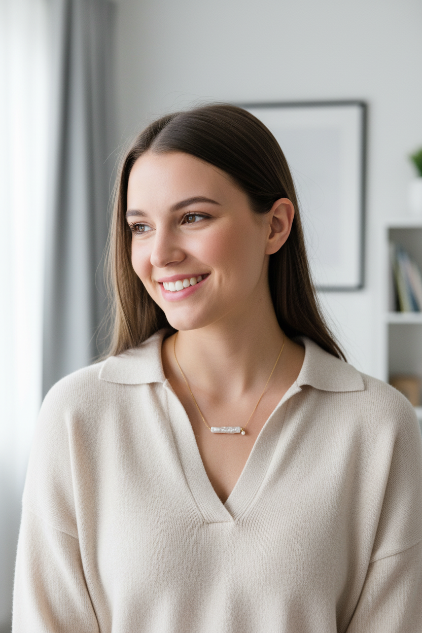 Baroque long pearl necklace