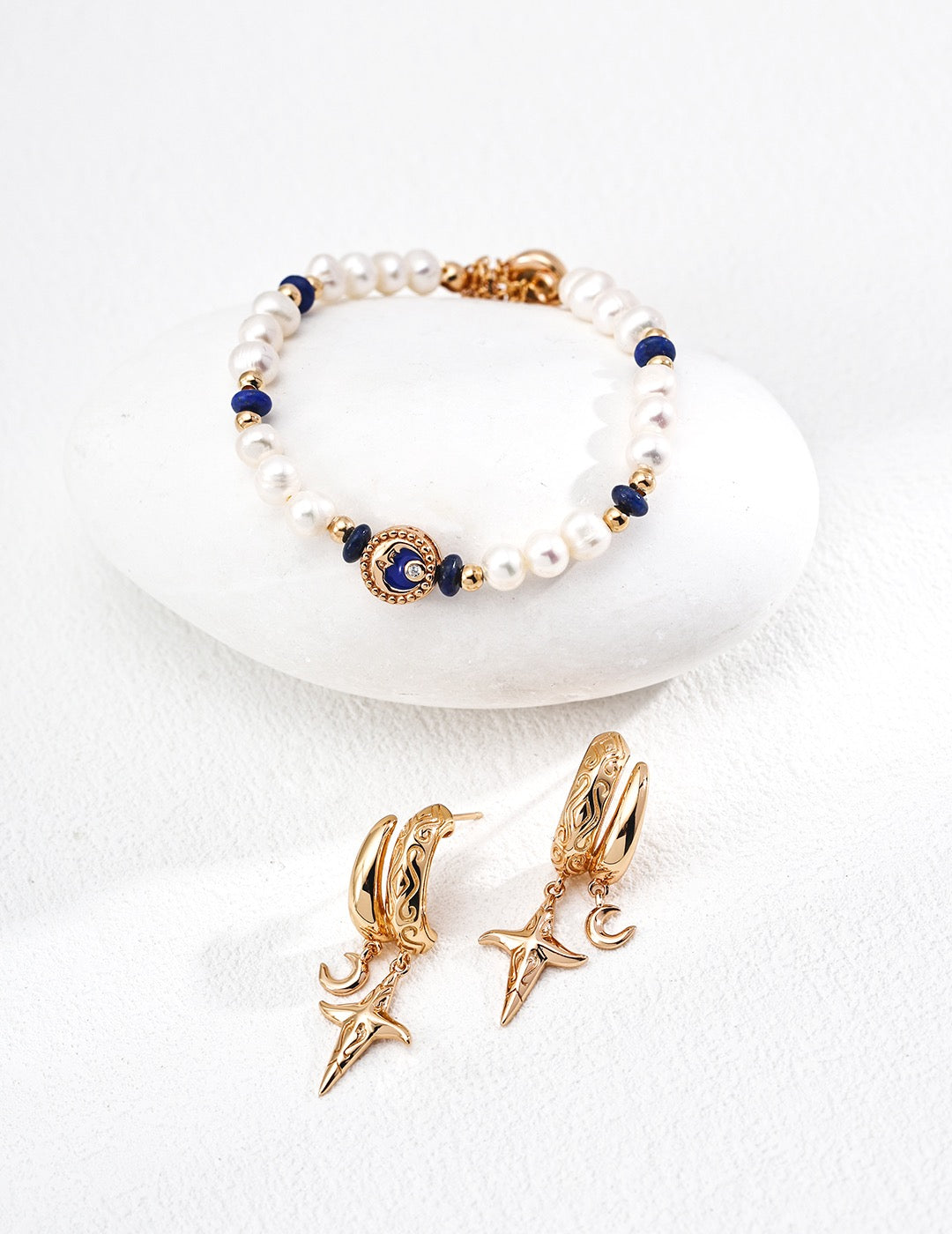 Celestial Harmony Lapis Lazuli Pearl Bracelet
