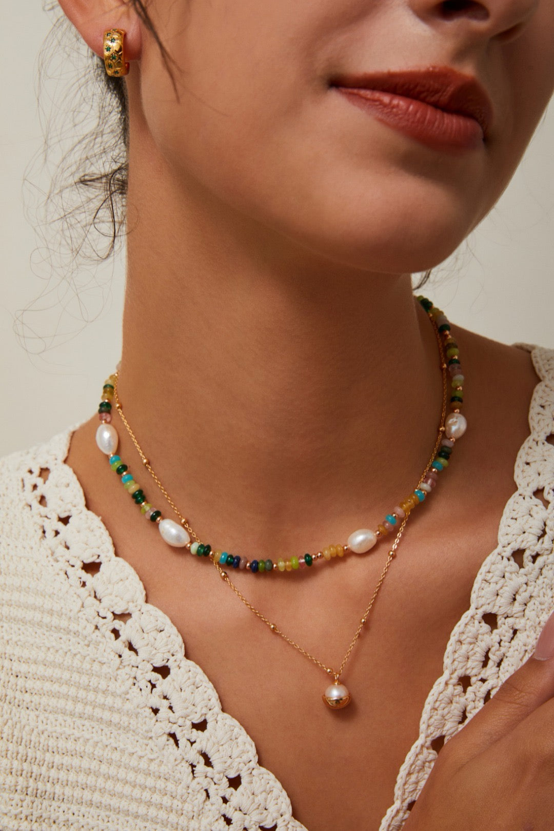Vintage Rainbow Gemstone & Pearl Necklace & Bracelet - S925 Silver Natural Pearl & Gemstone Jewelry