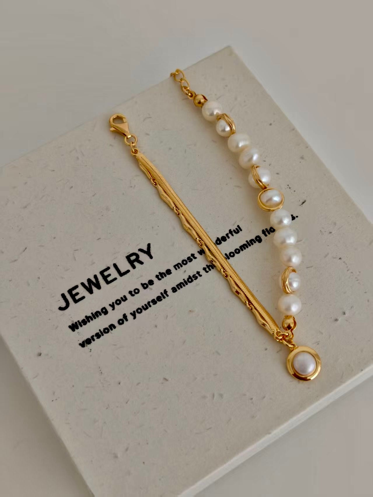 Natural Pearl & Sterling Silver Chain Bracelet – Minimalist Elegance