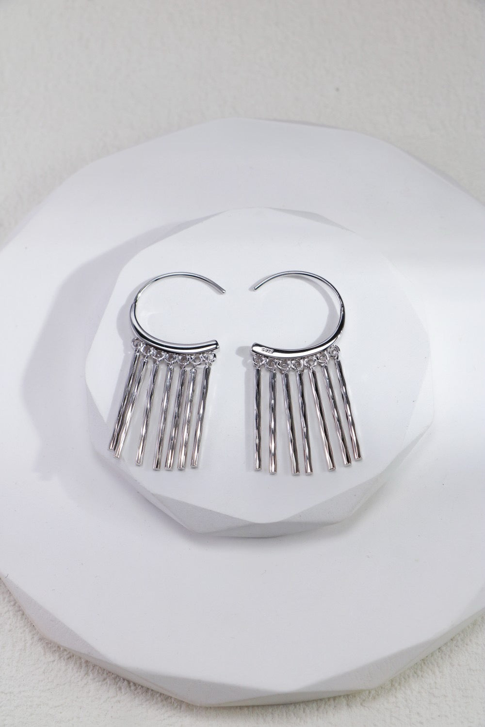 S925 Gold Tassel Hoop Earrings – Elegant Retro Fringe Design
