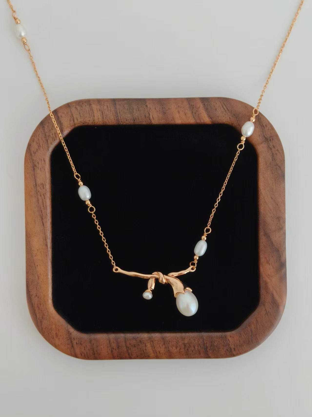 S925 Natural Pearl Necklace & Bracelet Set | Vintage Gold