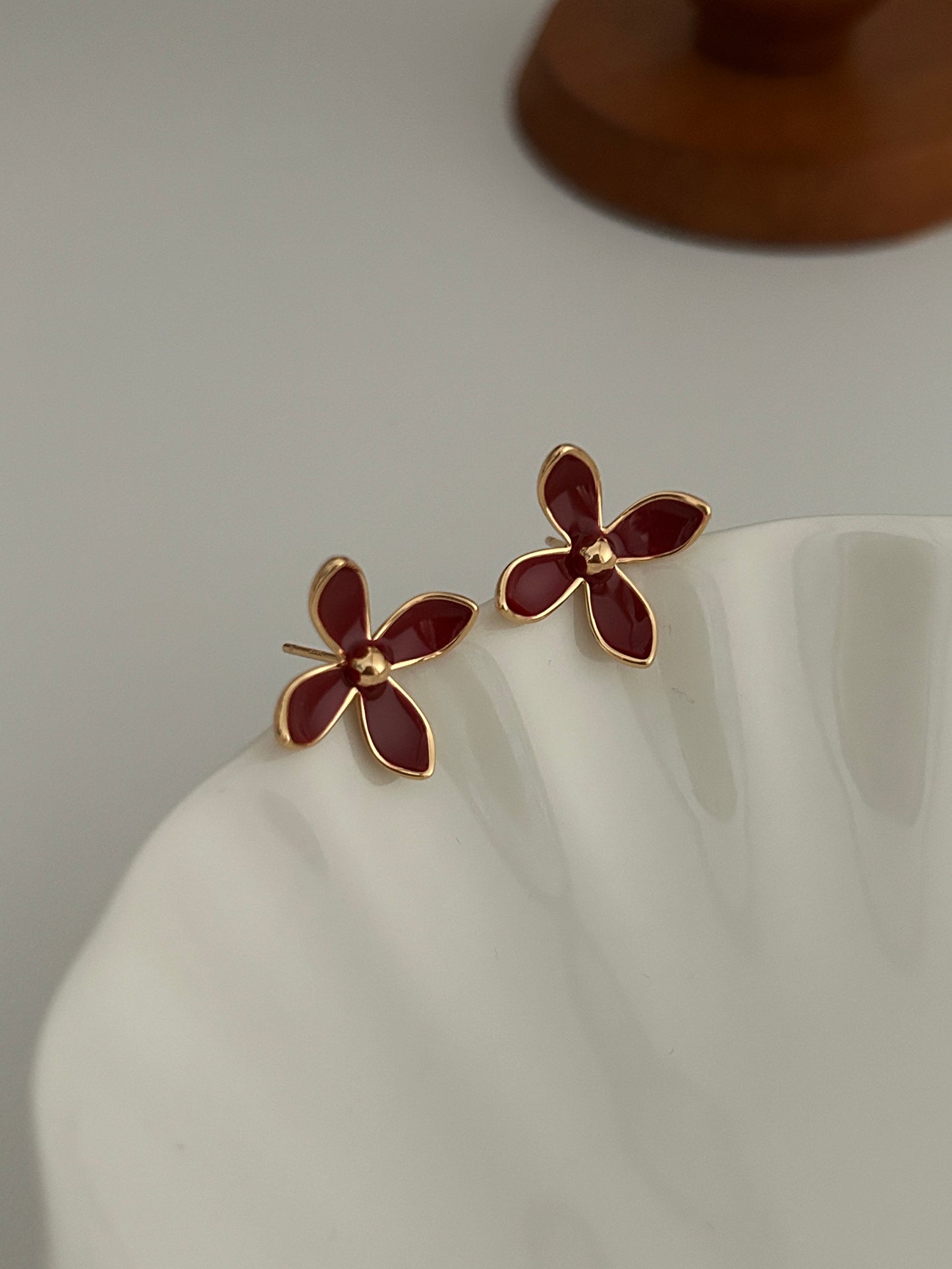Red Flower Studs