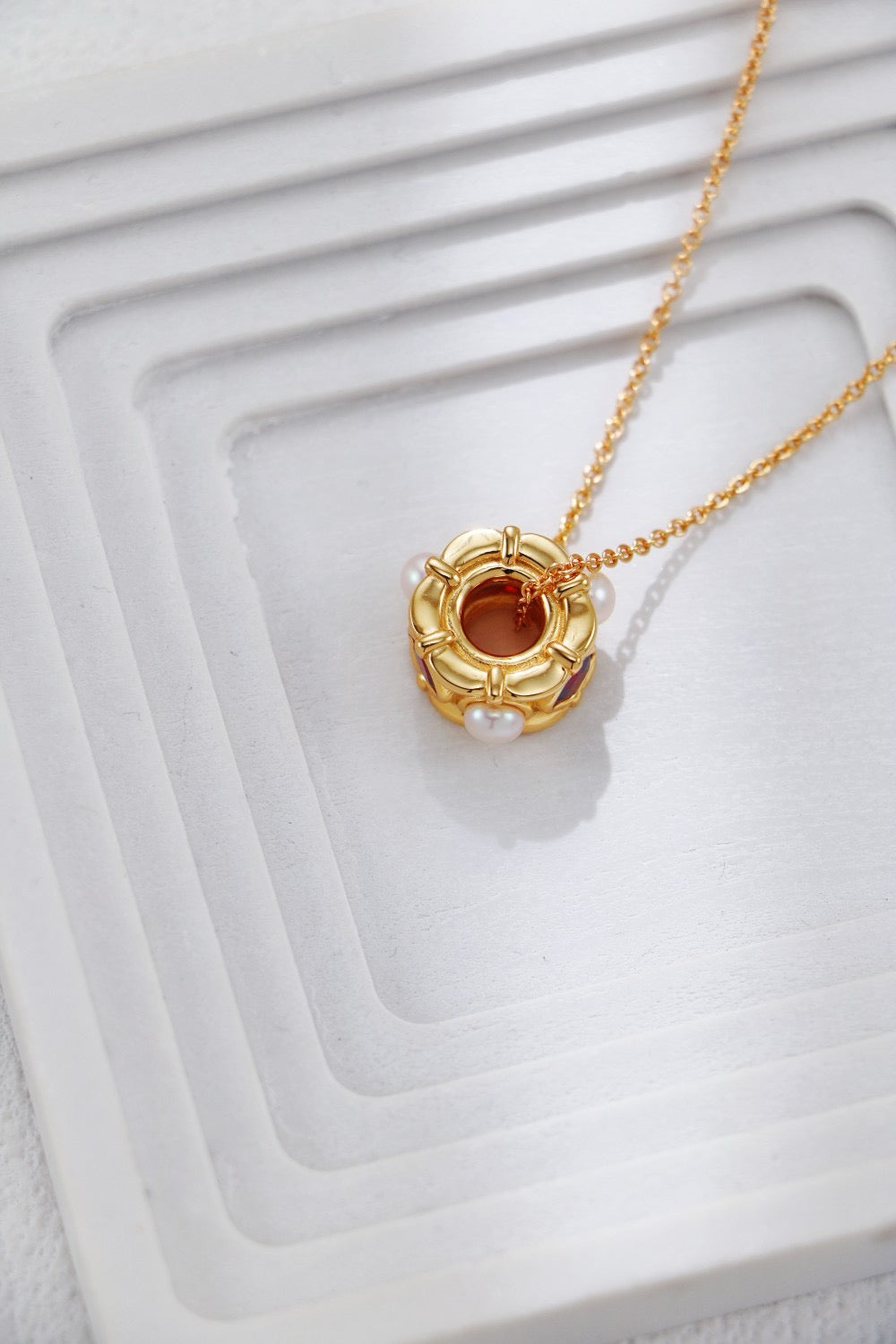 Royal Garnet & Pearl Gold Vermeil Pendant Necklace
