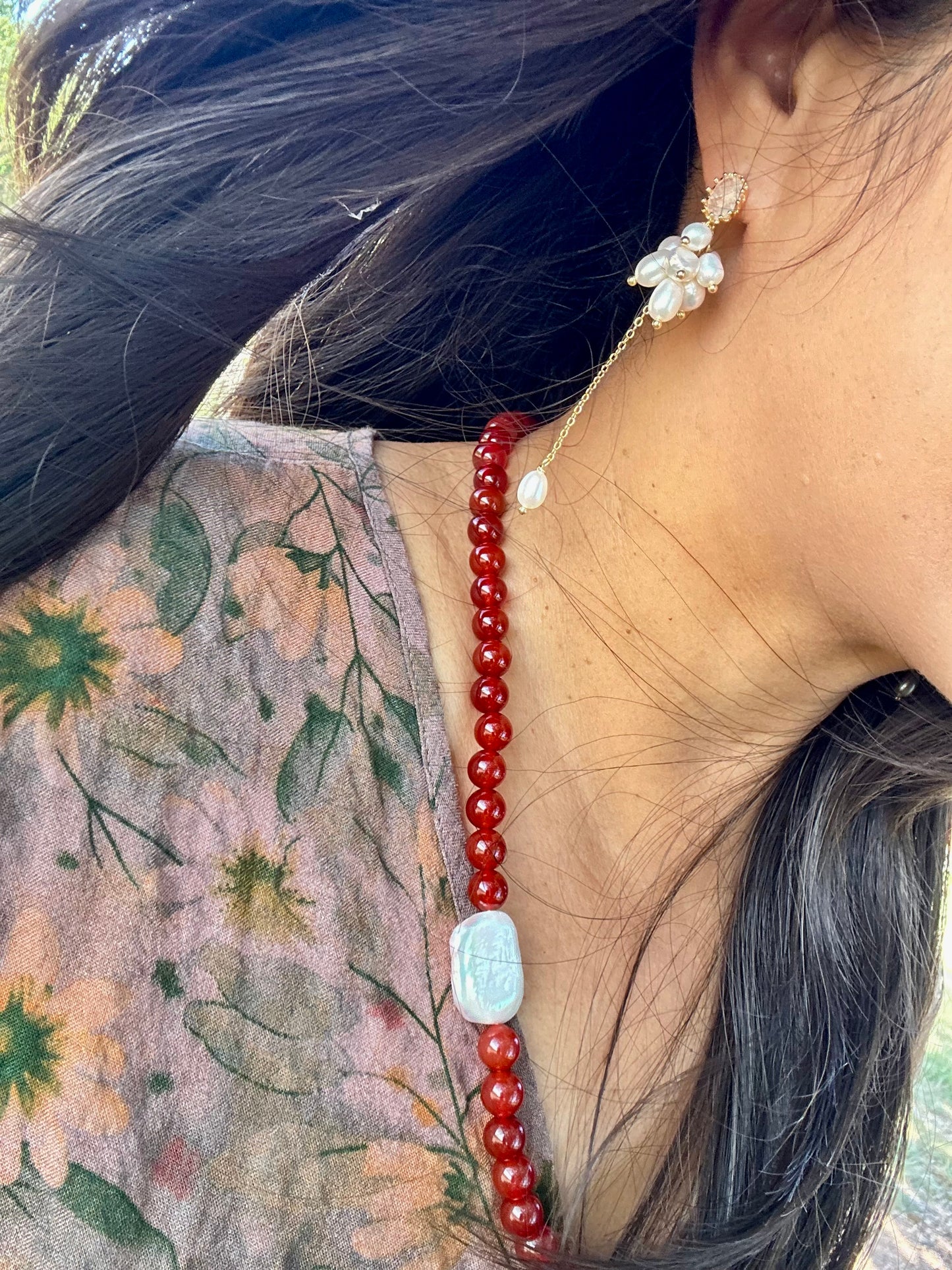 Silver Grape Pearl Earrings