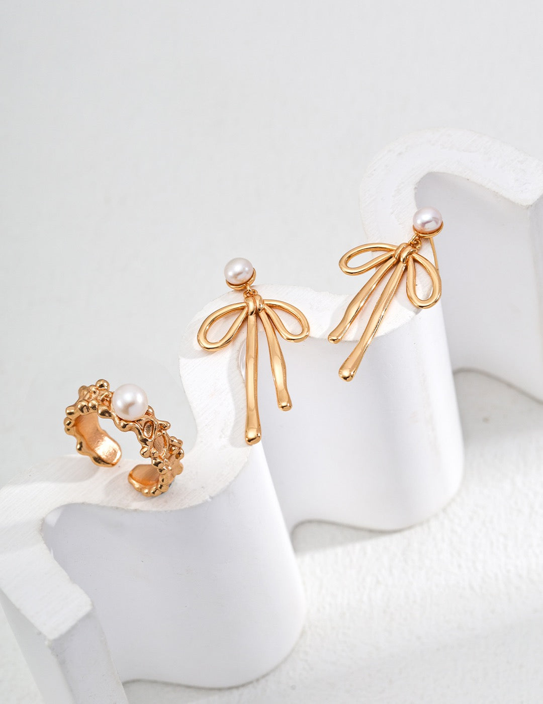 Whimsy Bow Pearl Drop Earrings