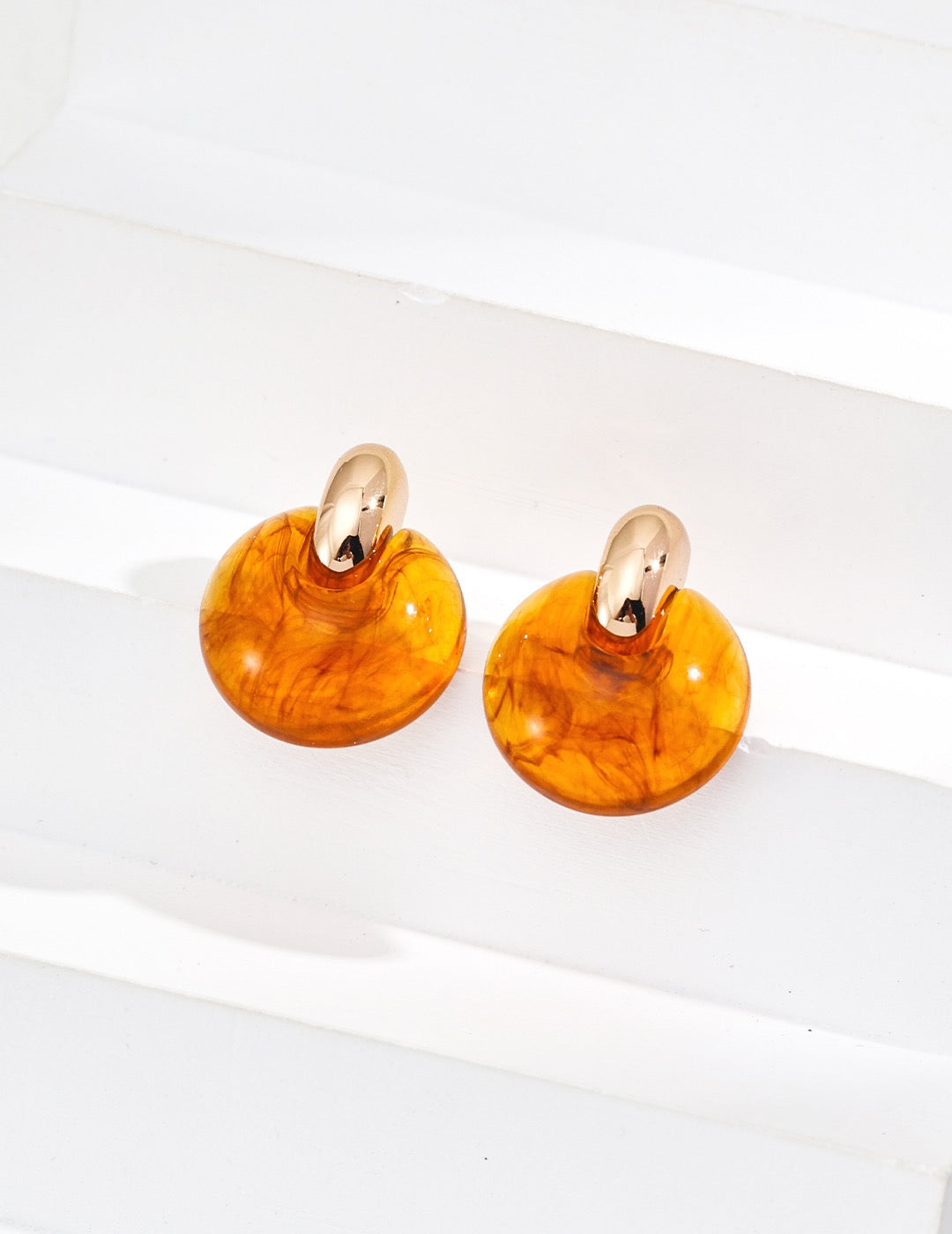Amber Silver Studs