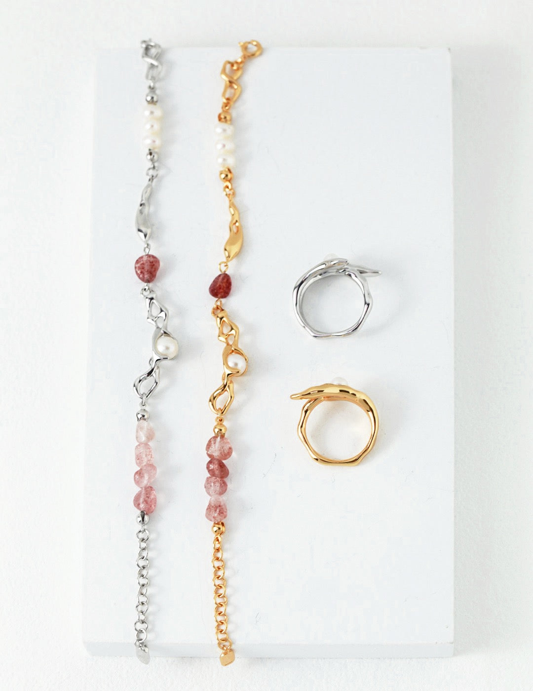 Strawberry Crystal and Pearl Bracelet