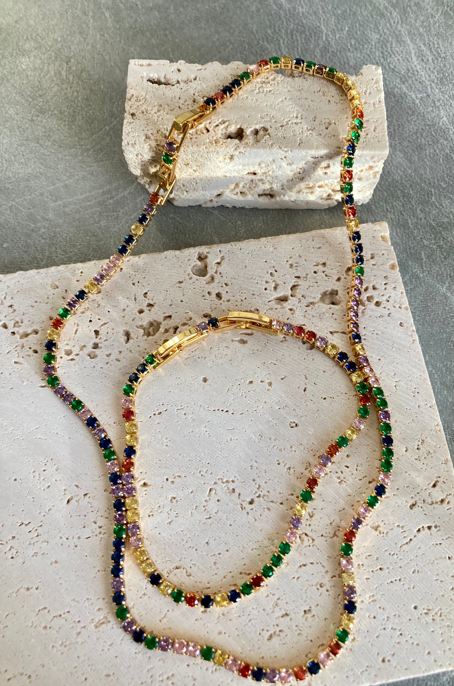 Colored Zircon Necklace and Bracelet