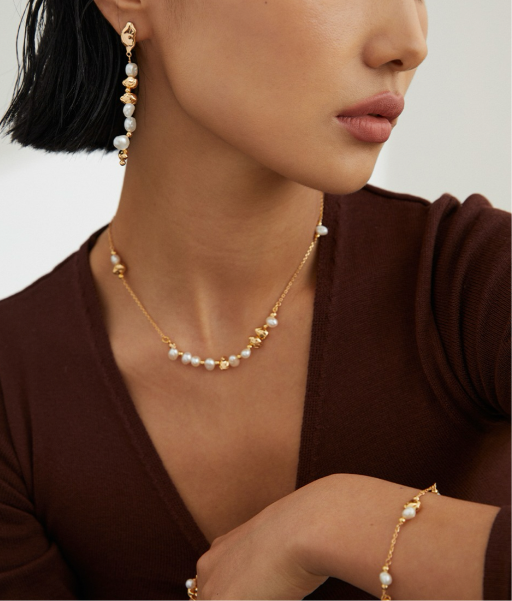 Little Baroque Pearl and Sterling Silver Bracelet