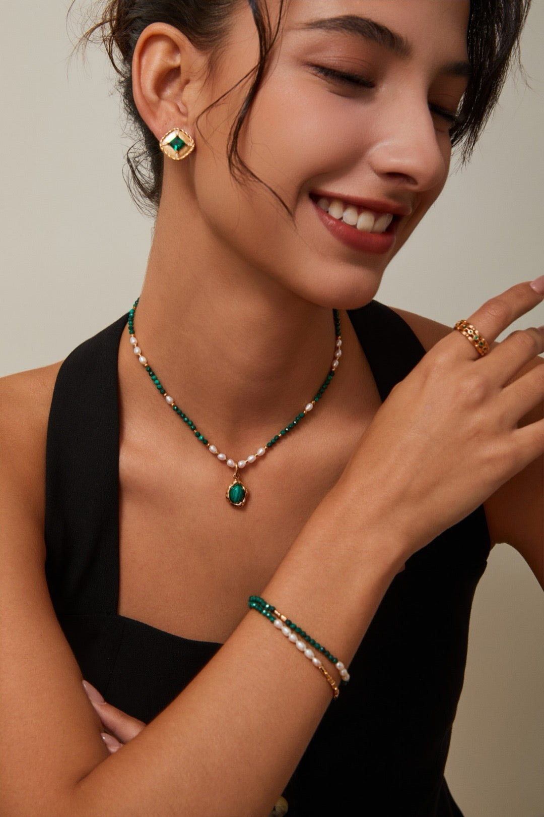 Double Strands Malachite Bracelet