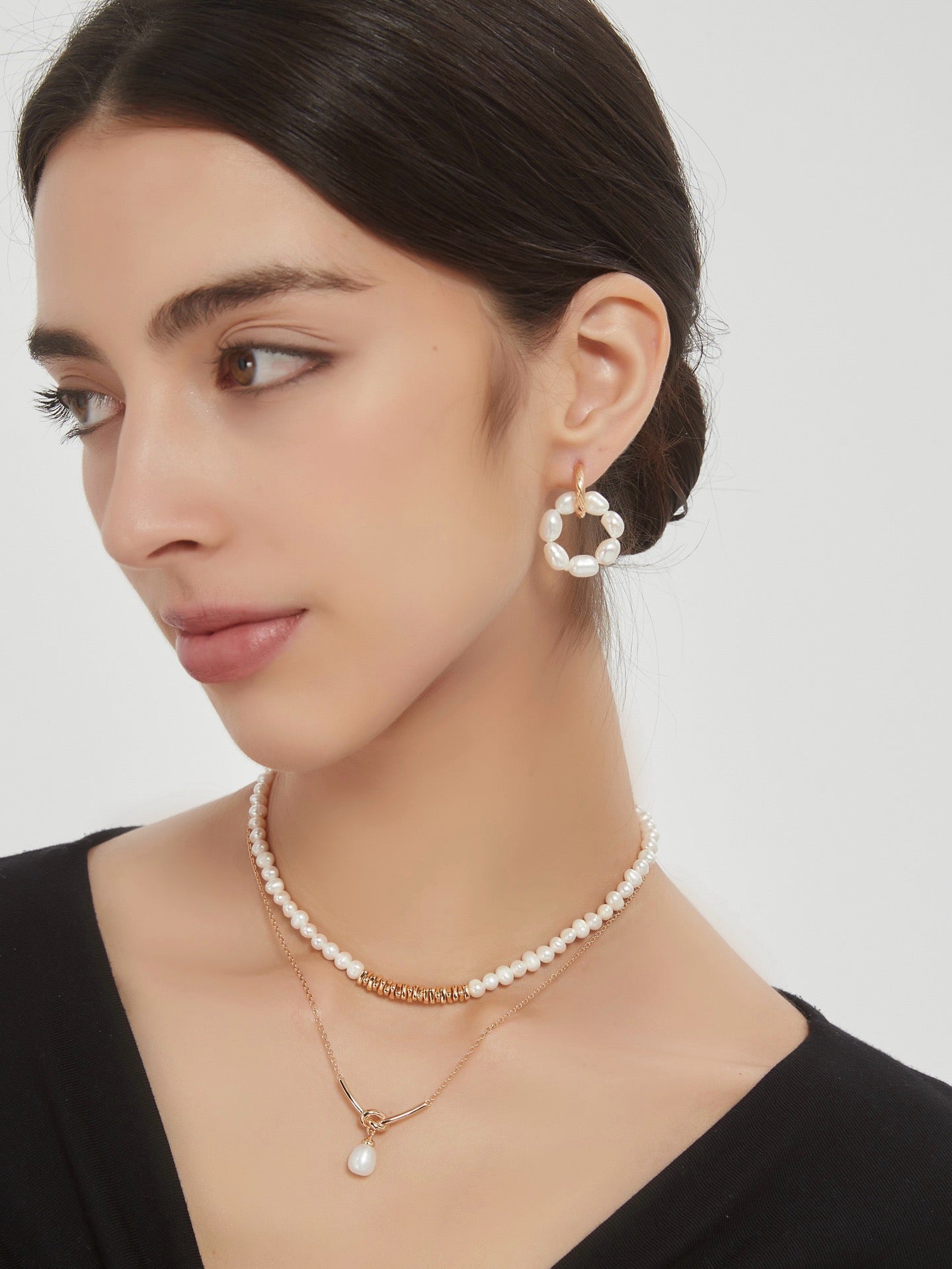 Pearl Earrings with Removable Pearl Ring Pendants