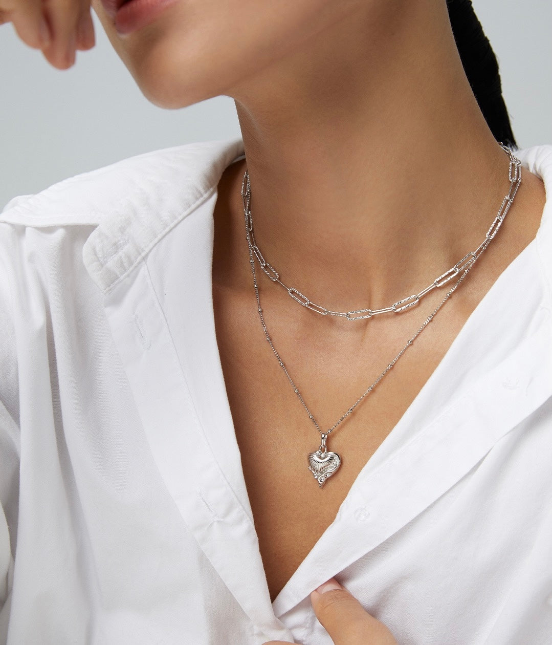 Sterling silver necklace with heart shaped pendant