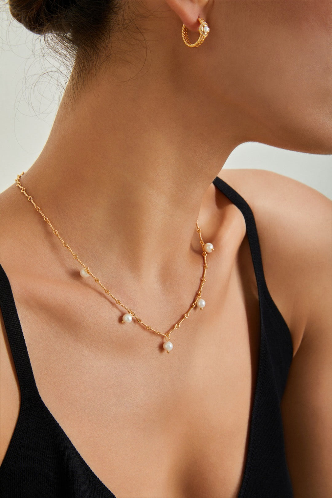 S925 Twisted Rope Chain Pearl Jewelry Set – Necklace & Bracelet