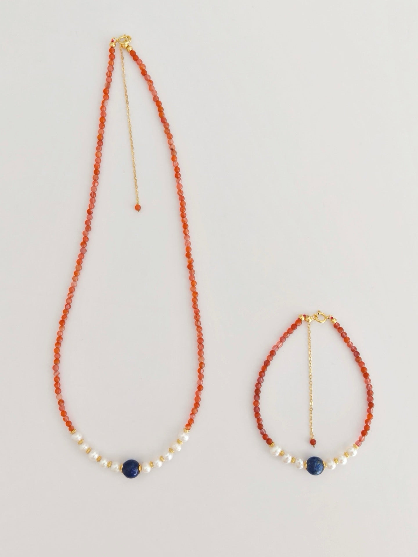 Fiery Elegance Carnelian & Pearl Jewelry Set