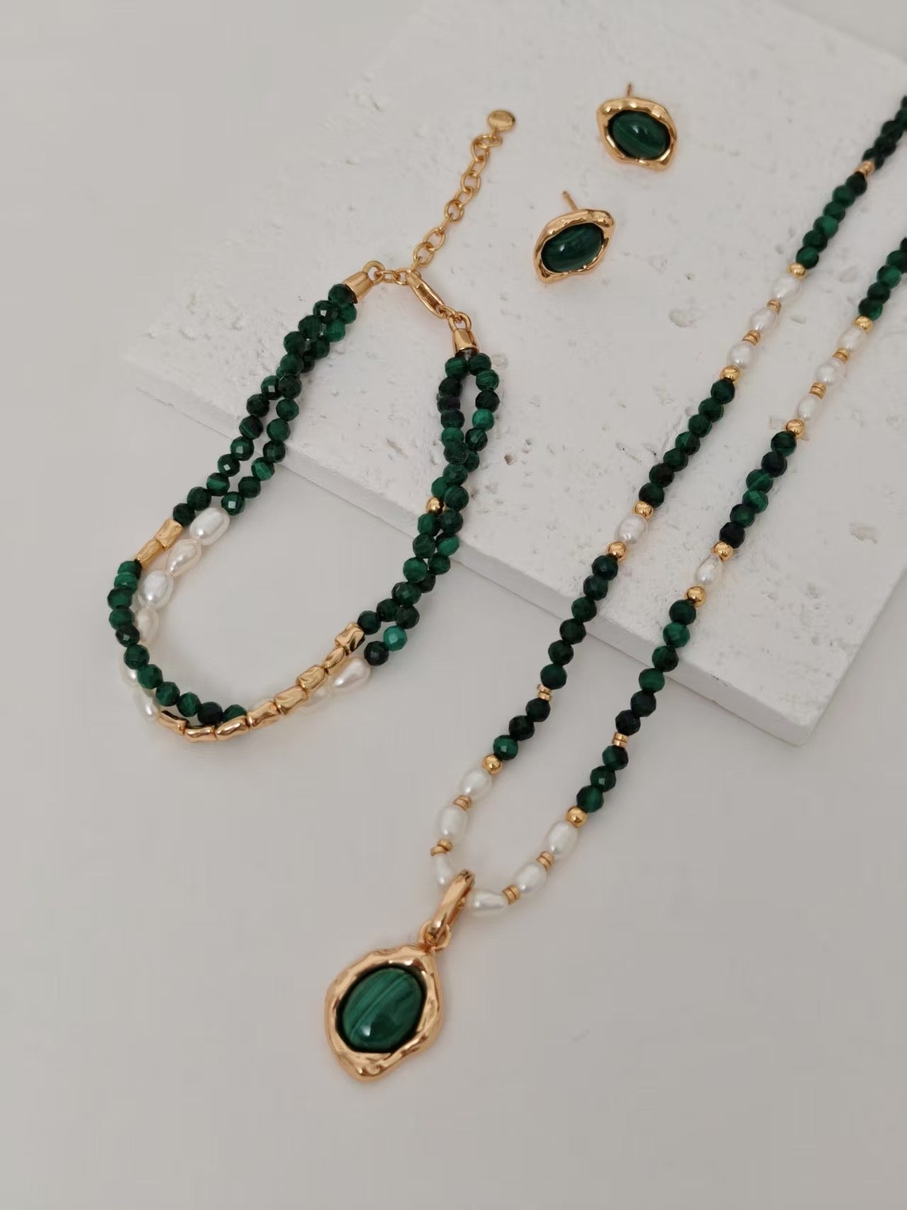 Double Strands Malachite Bracelet