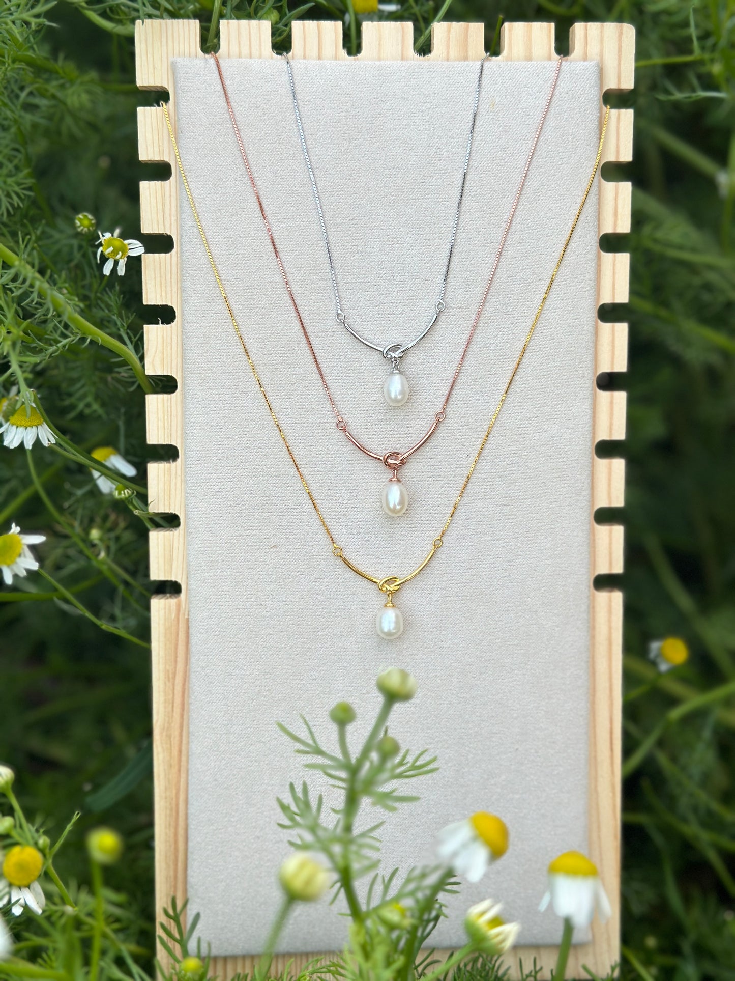 Natural pearl sterling silver necklace