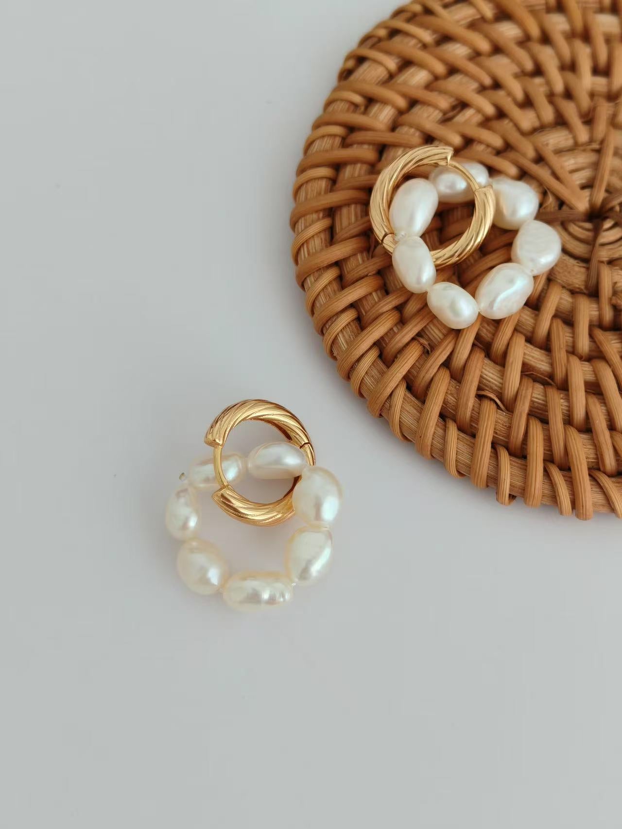 Pearl Earrings with Removable Pearl Ring Pendants