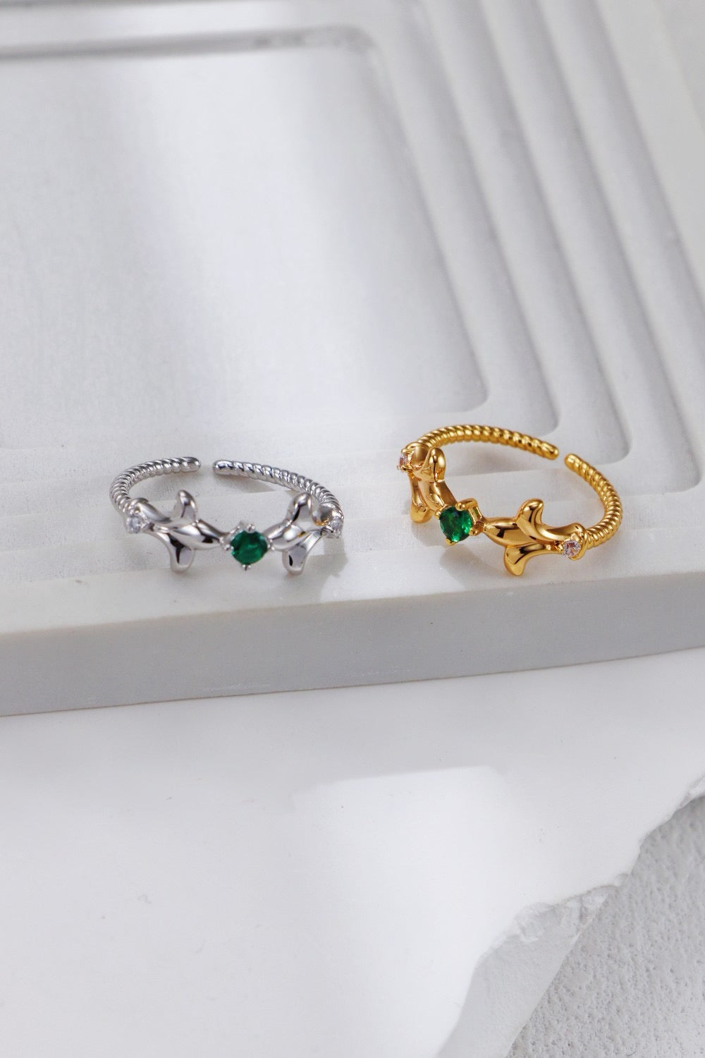 Green zircon Silver Ring