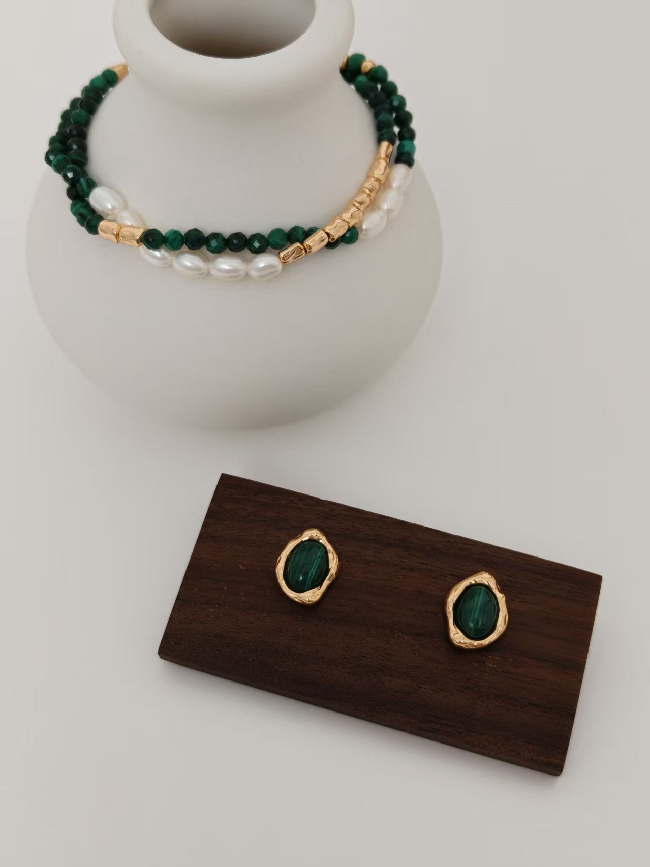 Double Strands Malachite Bracelet