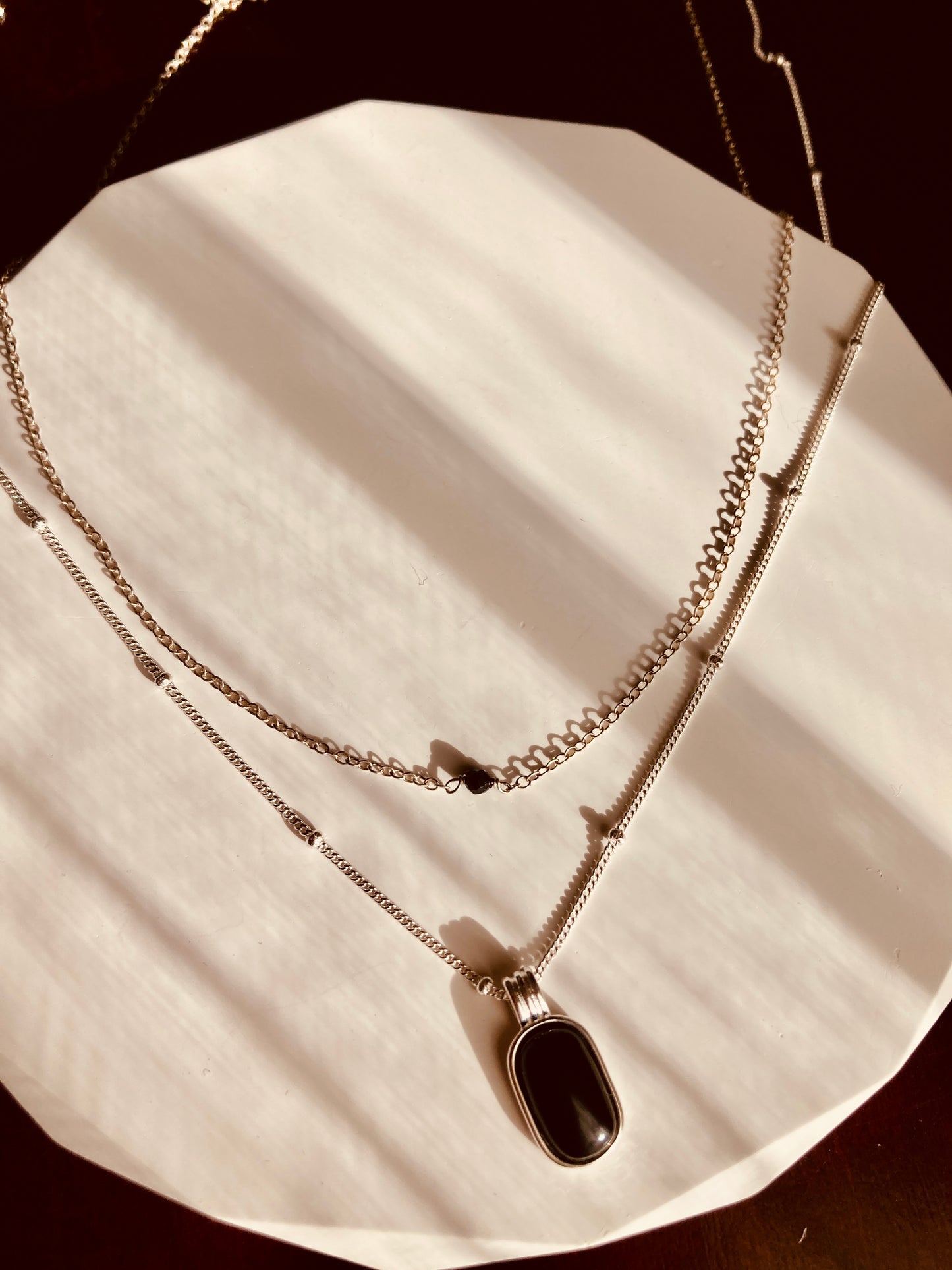 Black Quartz Silver Necklace