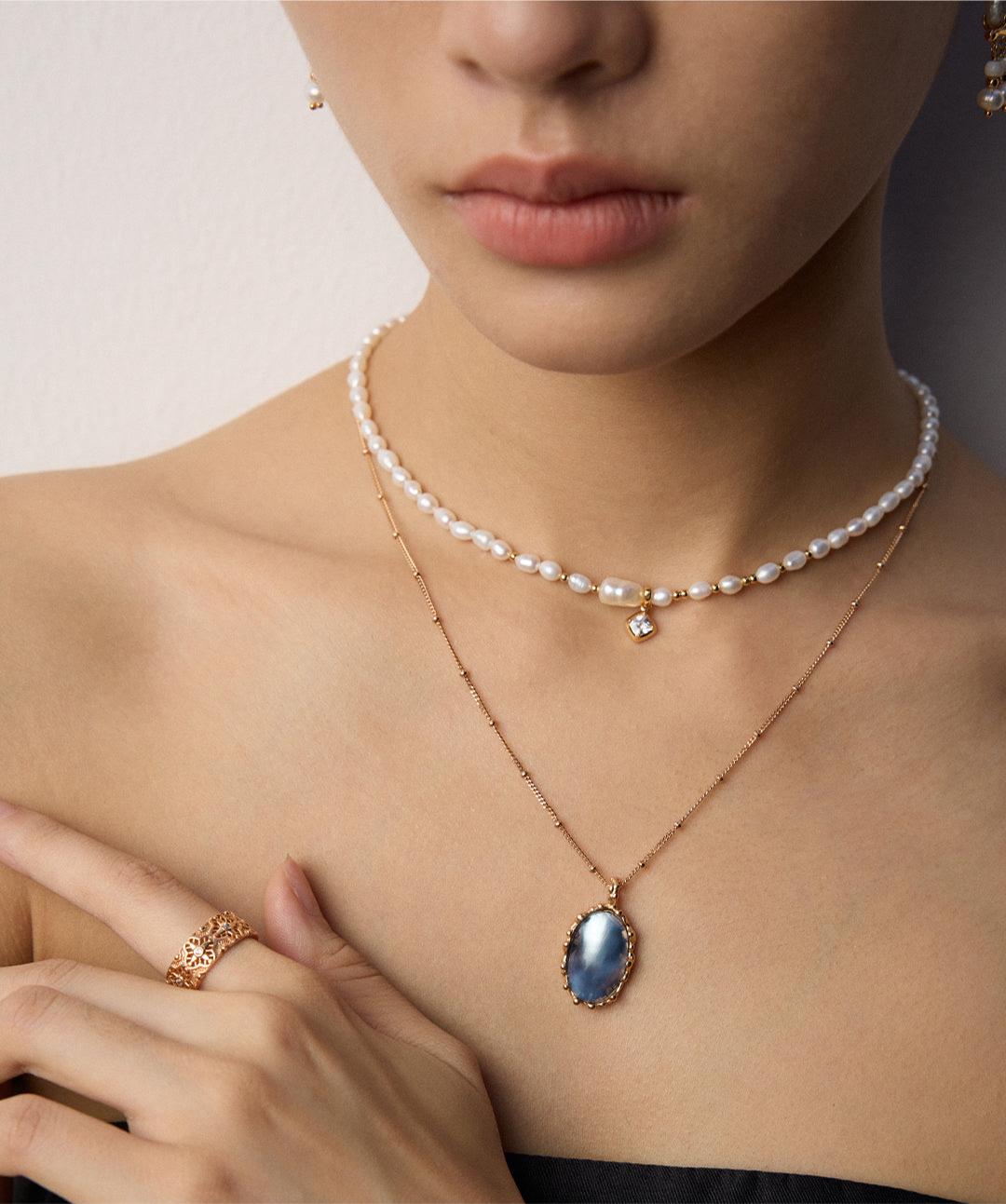S925 Silver Pearl Necklace - Zircon Pendant