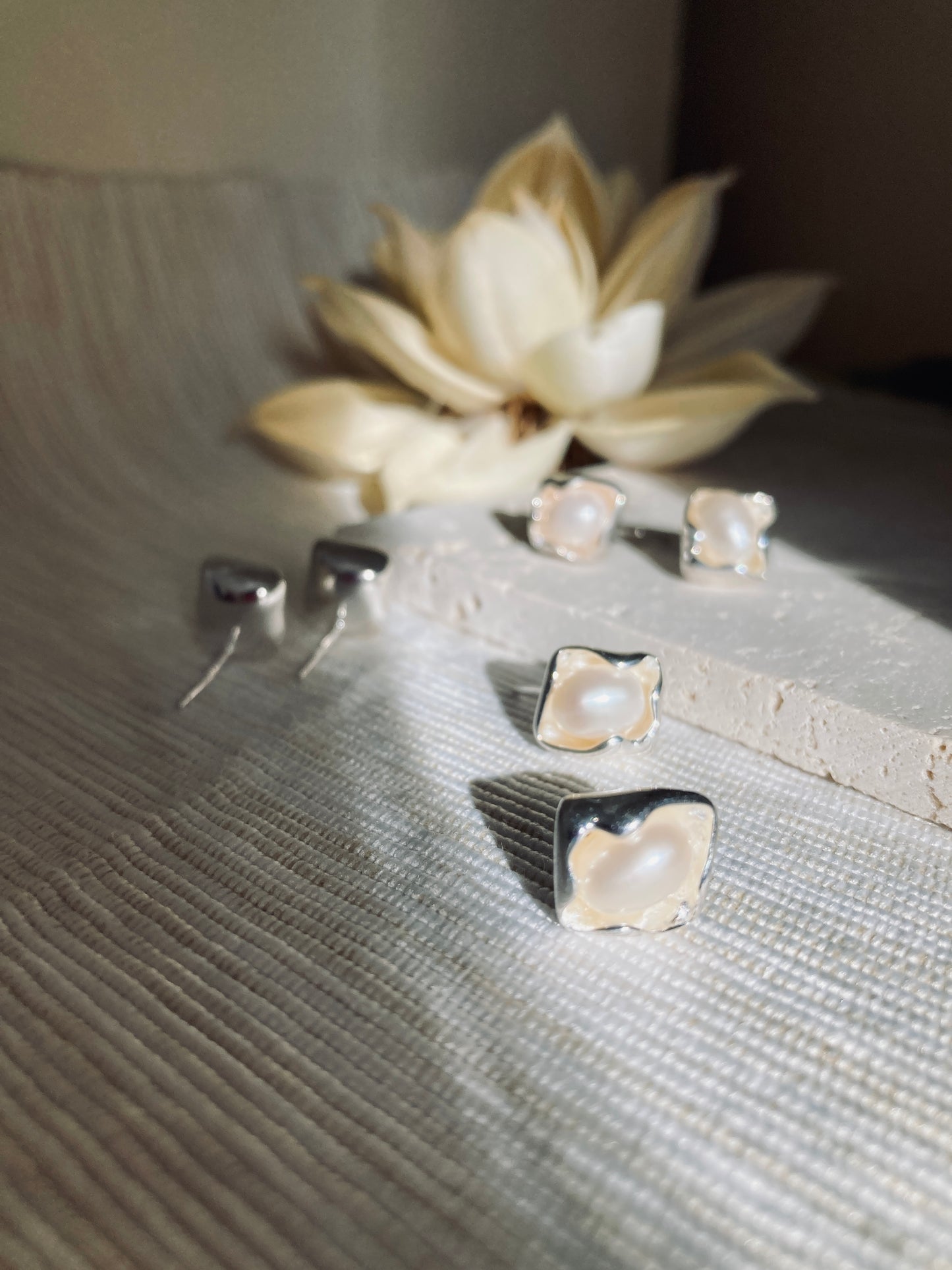 Pearl stud earrings