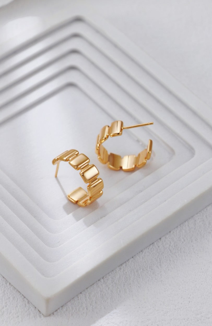 Stripes Sterling Silver Huggies