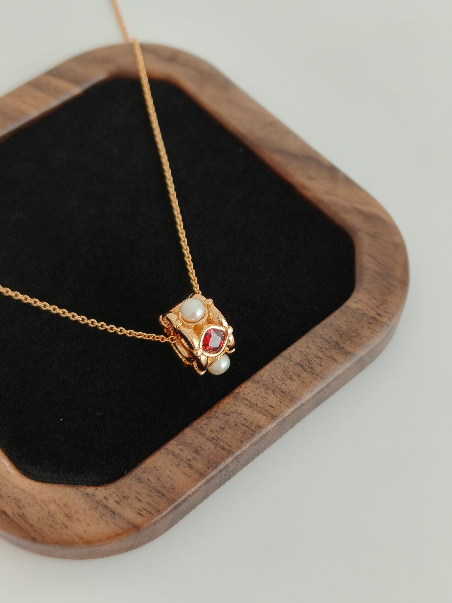 Royal Garnet & Pearl Gold Vermeil Pendant Necklace