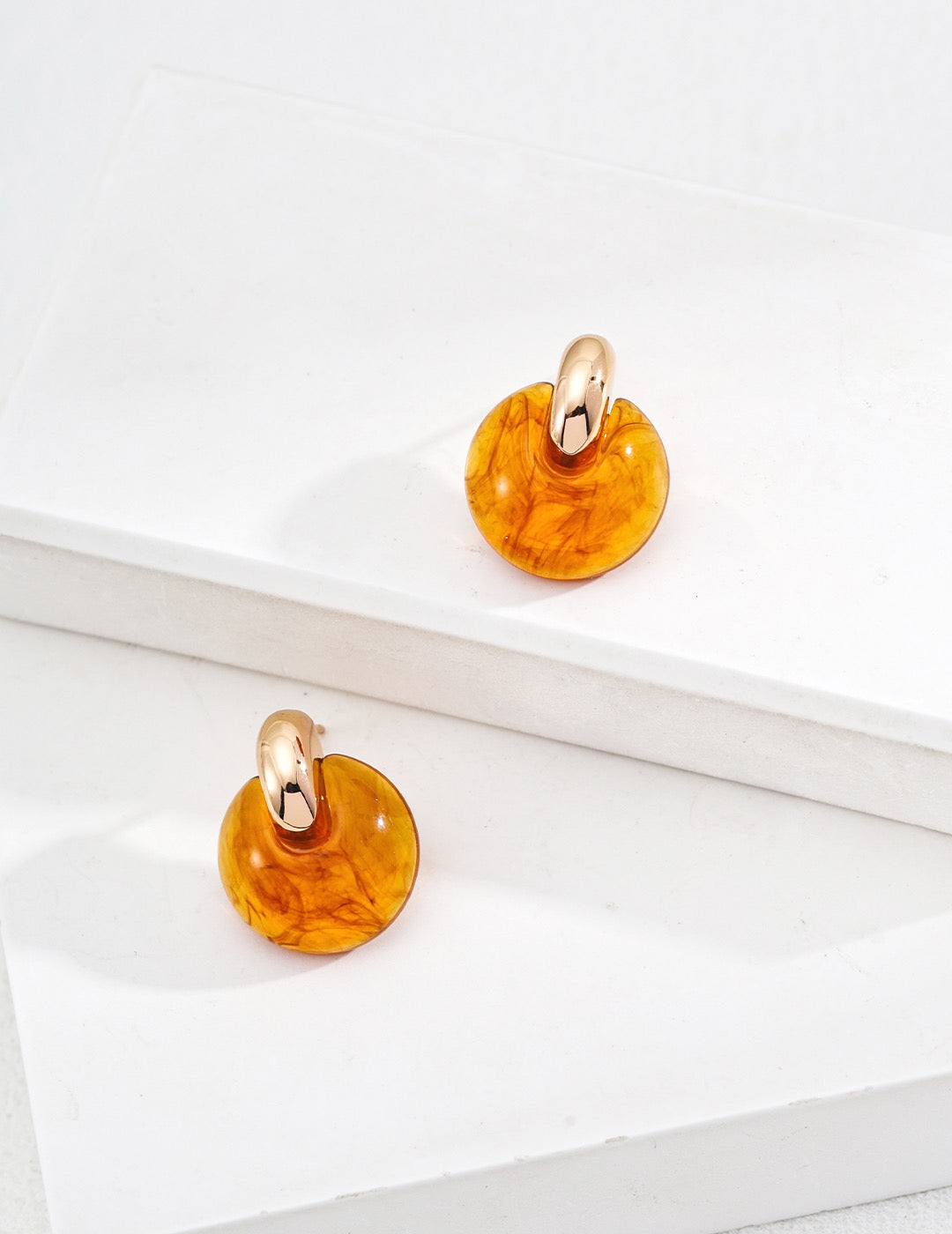Amber Silver Studs