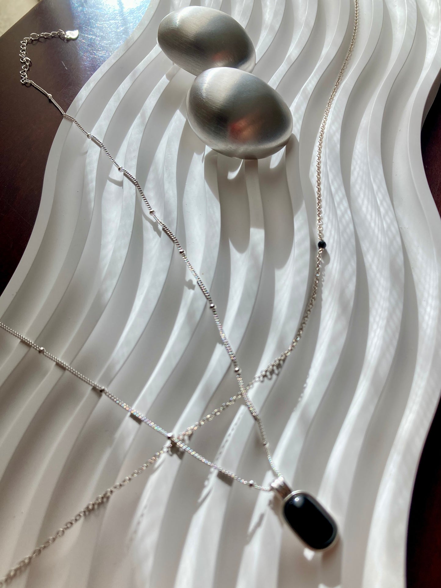 Black Quartz Silver Necklace