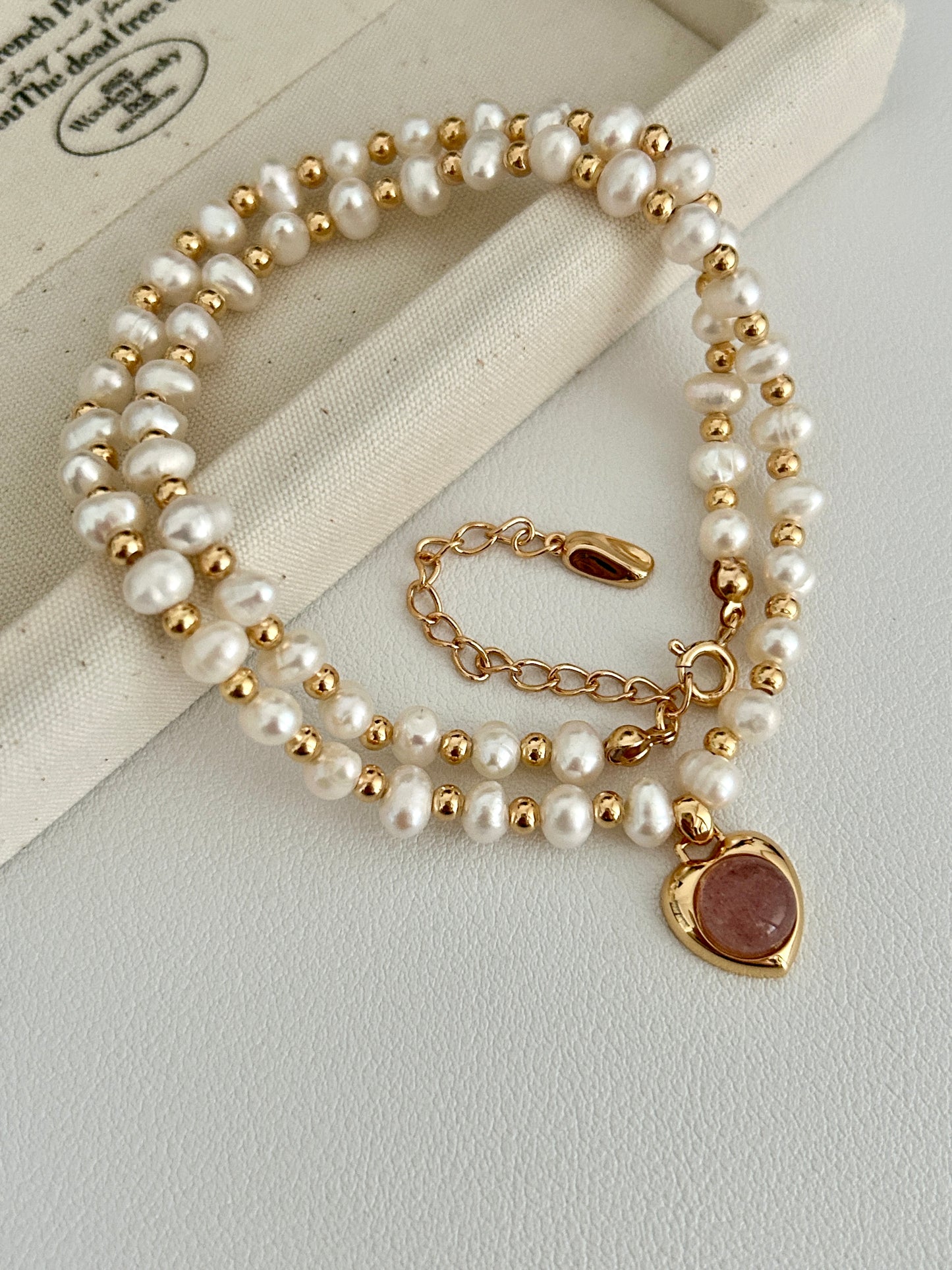 Pink Heart Pearl Necklace