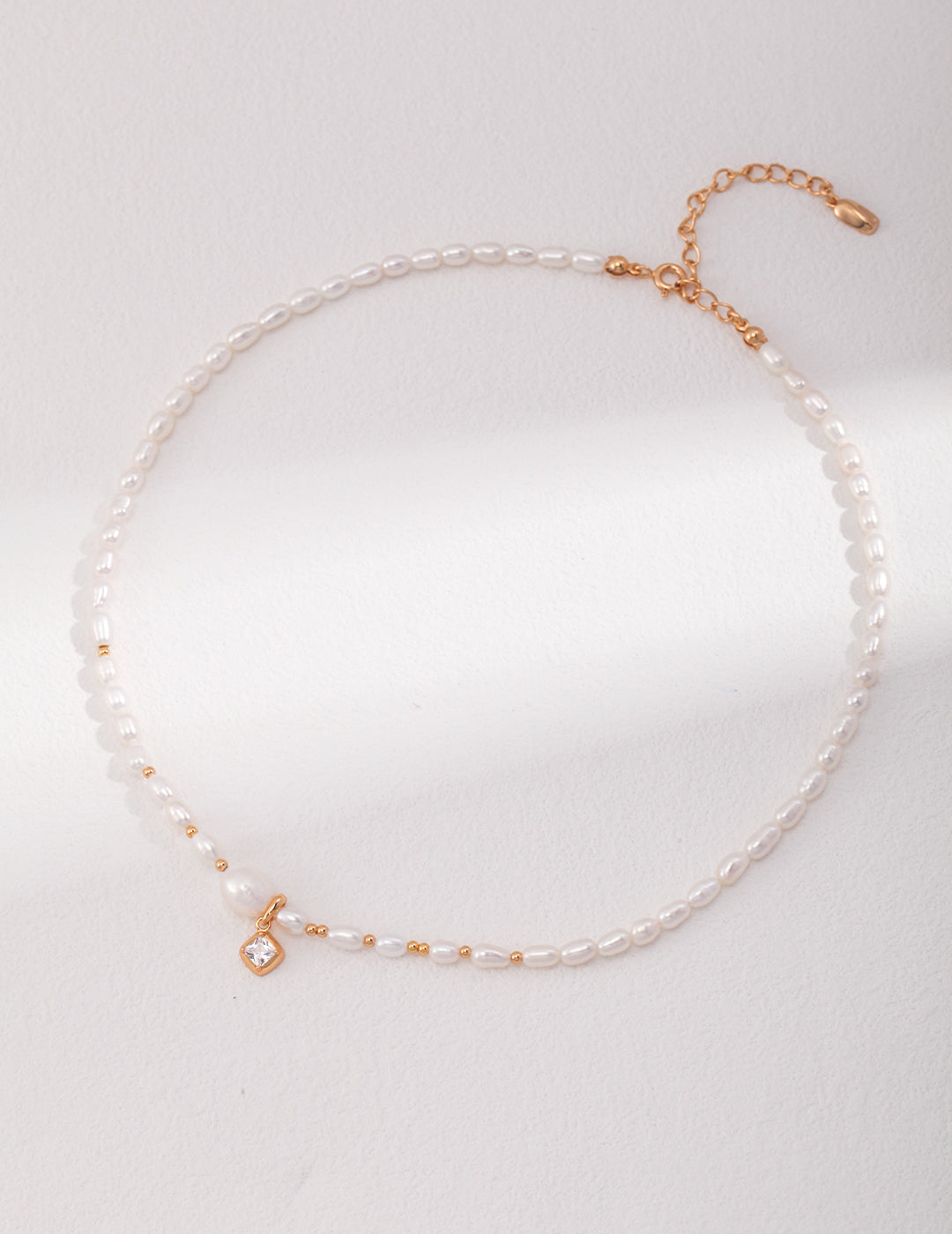 S925 Silver Pearl Necklace - Zircon Pendant