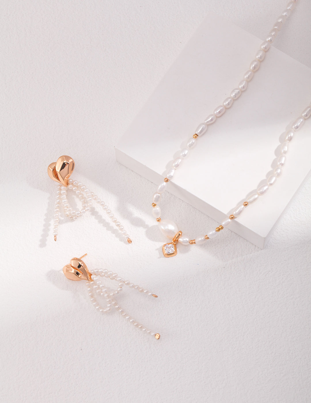 S925 Silver Pearl Necklace - Zircon Pendant