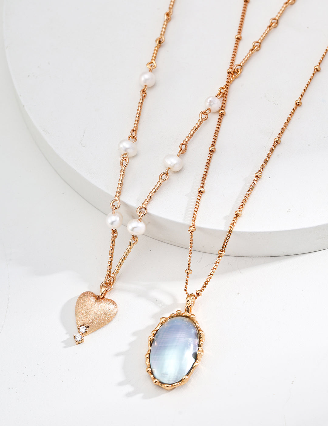 S925 Vintage Gold Mabe Pearl Necklace