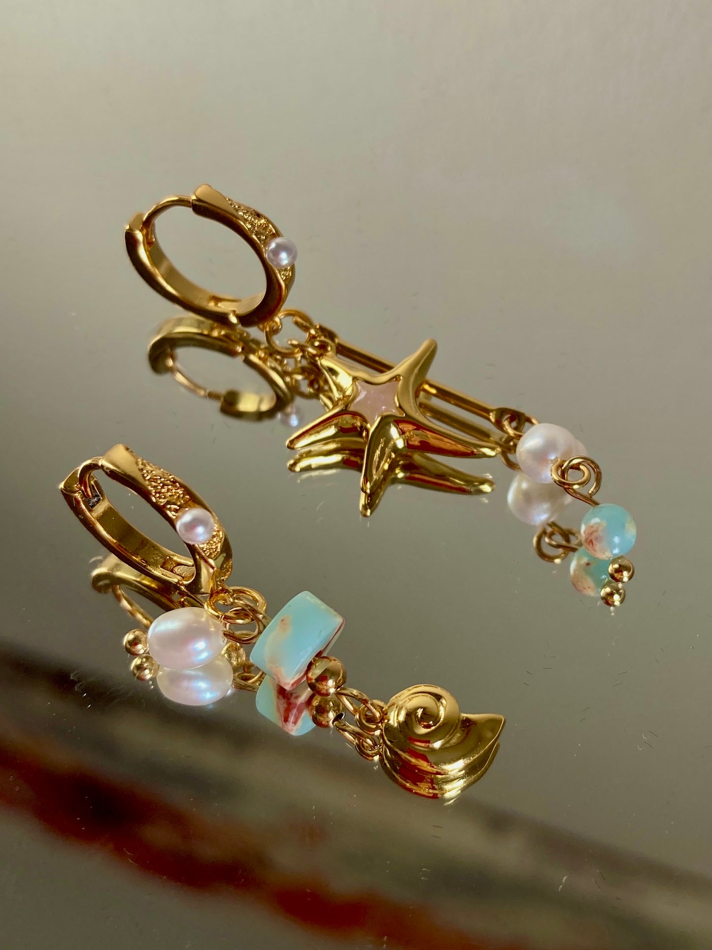 Ocean breeze asymmetrical earrings