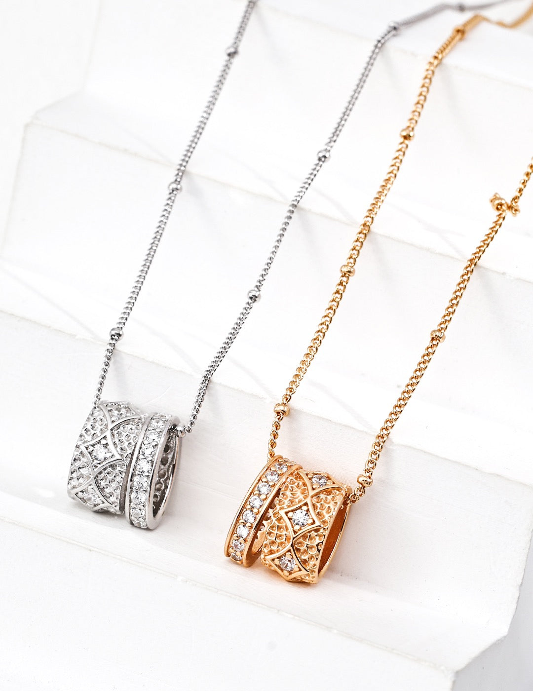 S925 Silver Vintage Zircon Pendant Necklace – Gold & Platinum