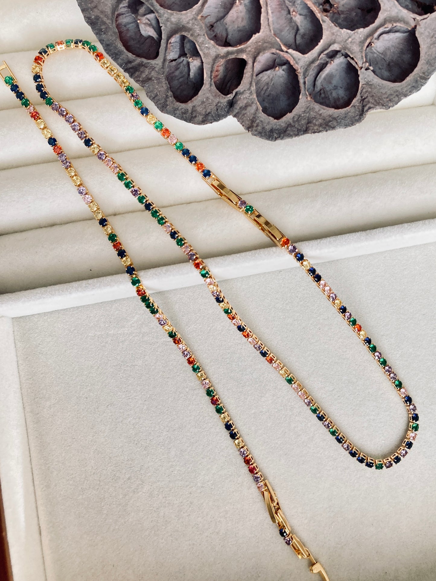 Colored Zircon Necklace and Bracelet