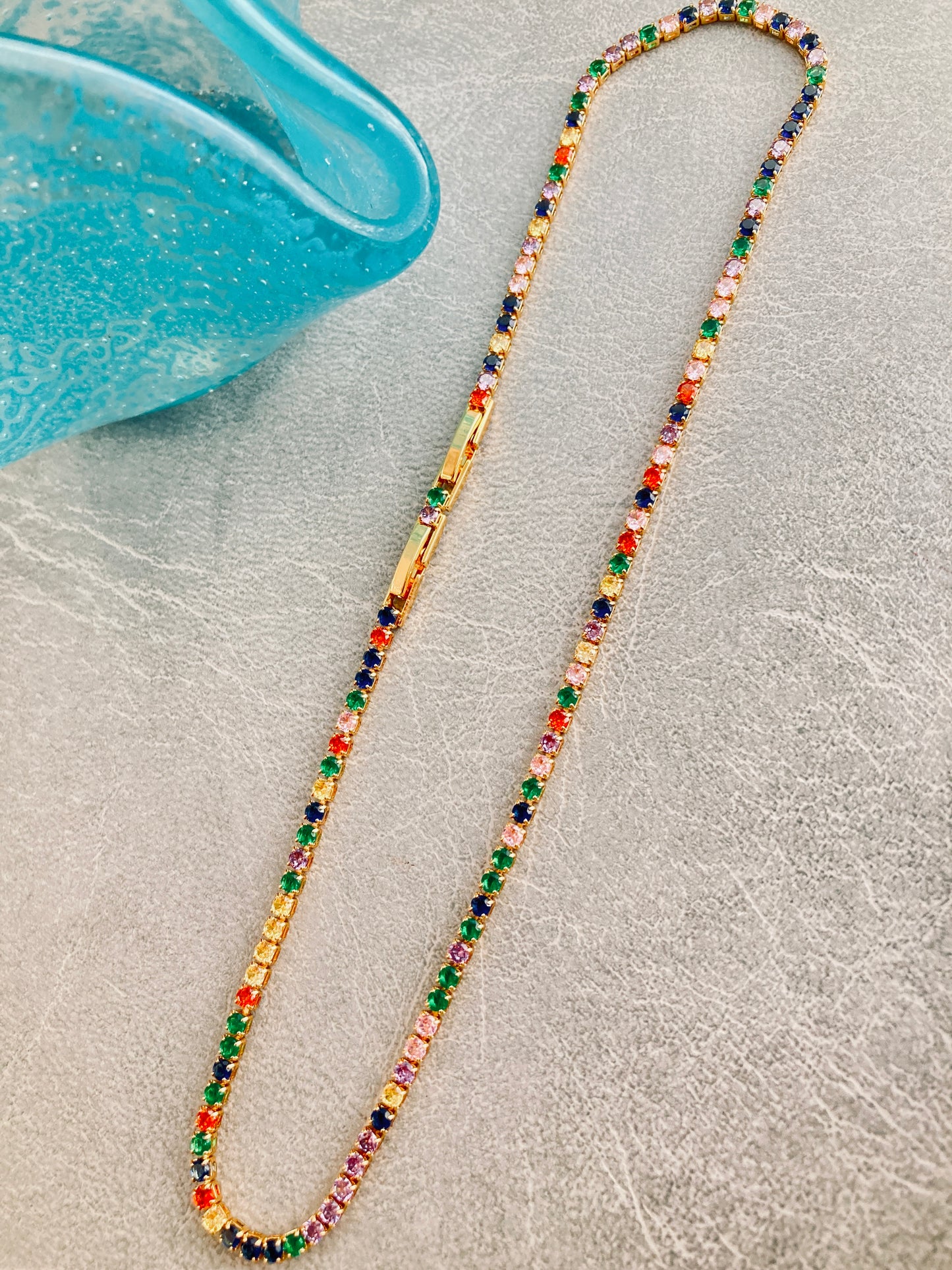 Colored Zircon Necklace and Bracelet