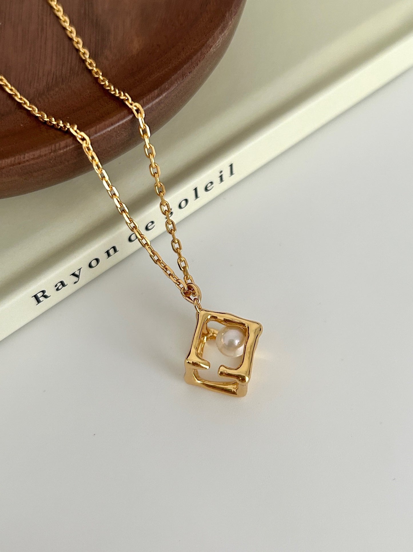 Cube and Pearl Necklace