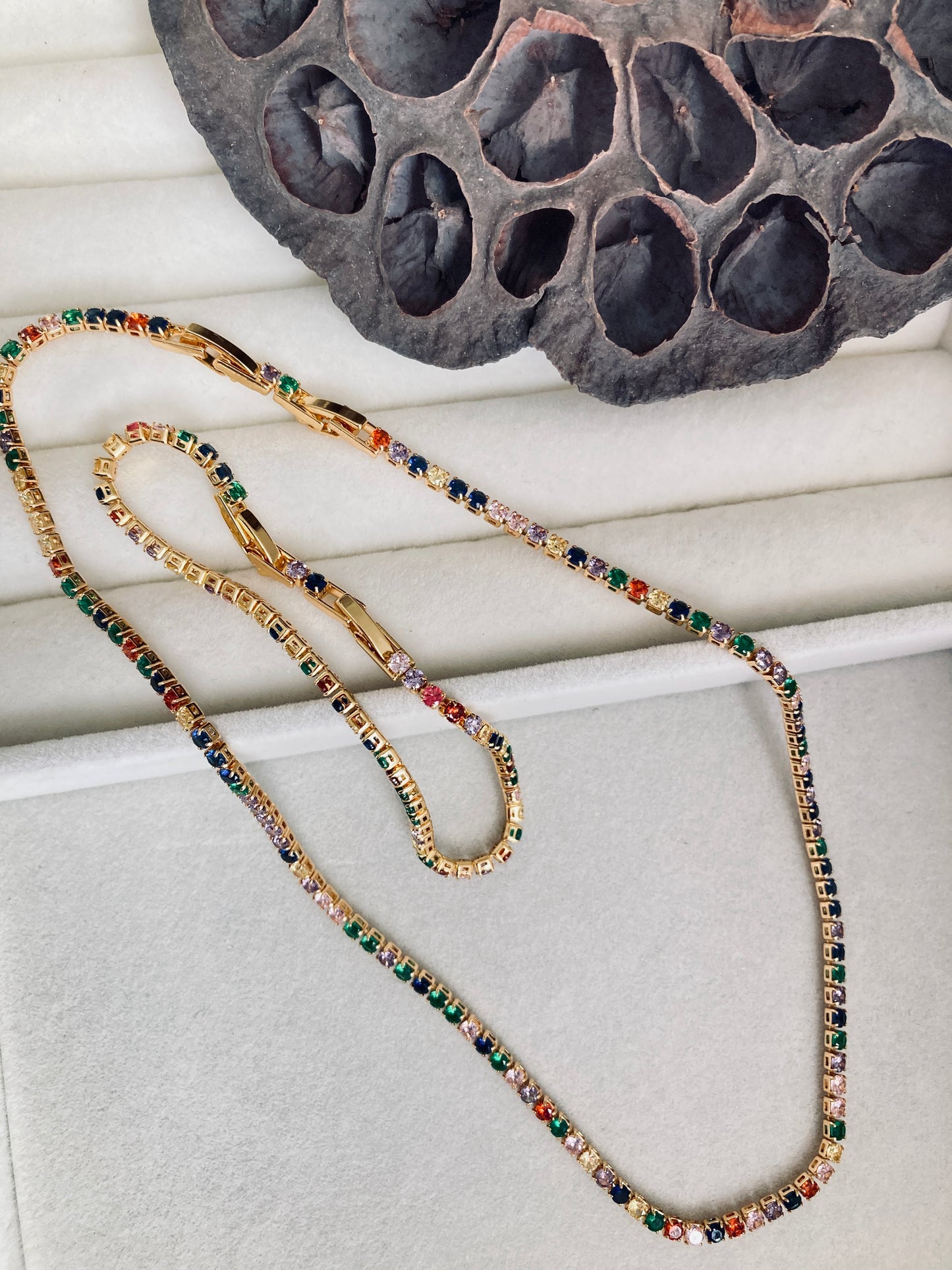 Colored Zircon Necklace and Bracelet