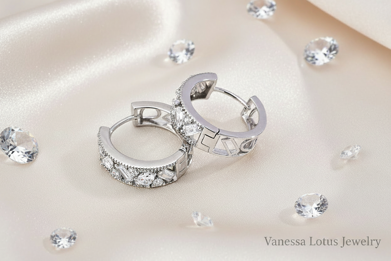 CZ Hoop Earrings - S925 Sterling Silver
